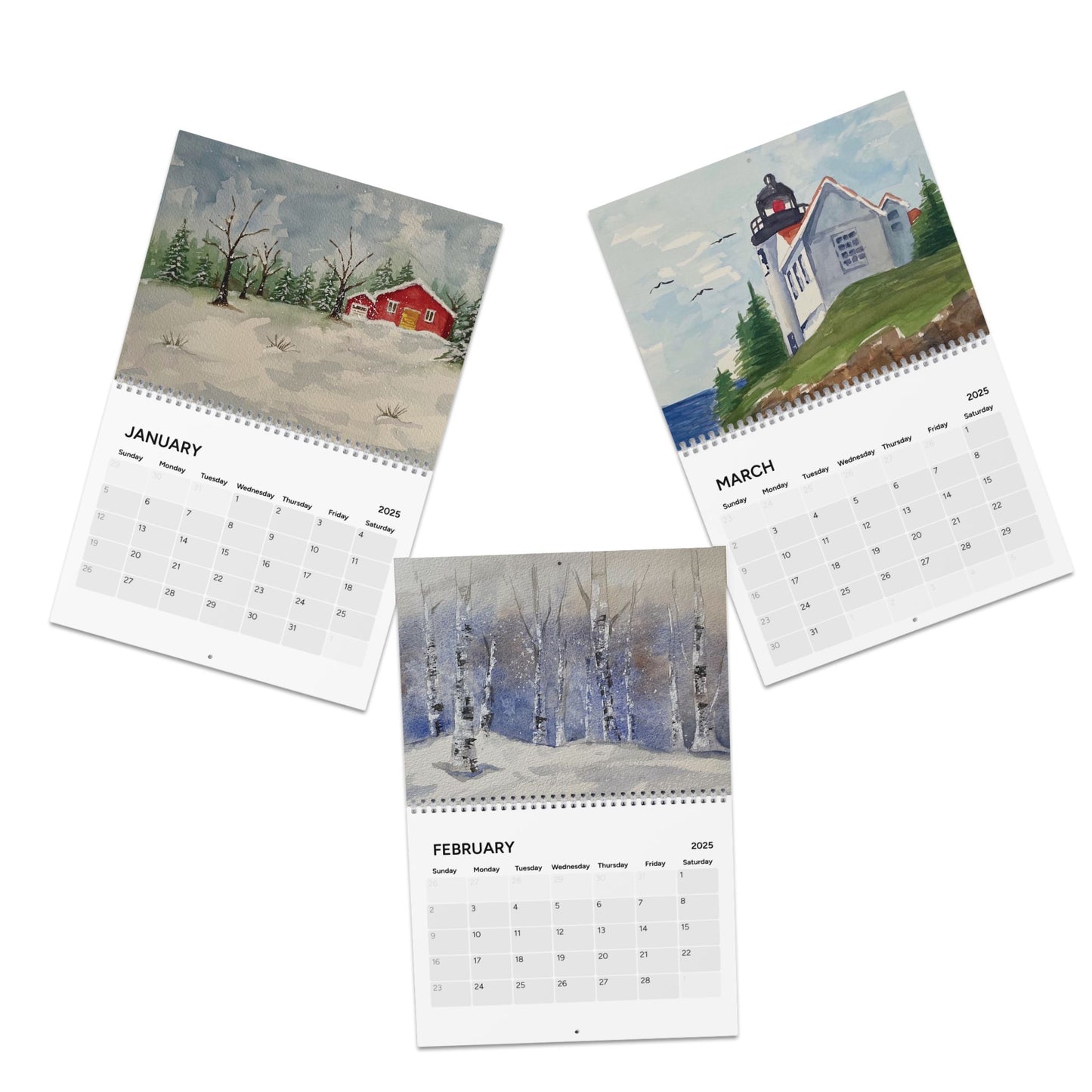 2025 Wall Watercolor Calendar - New England Views